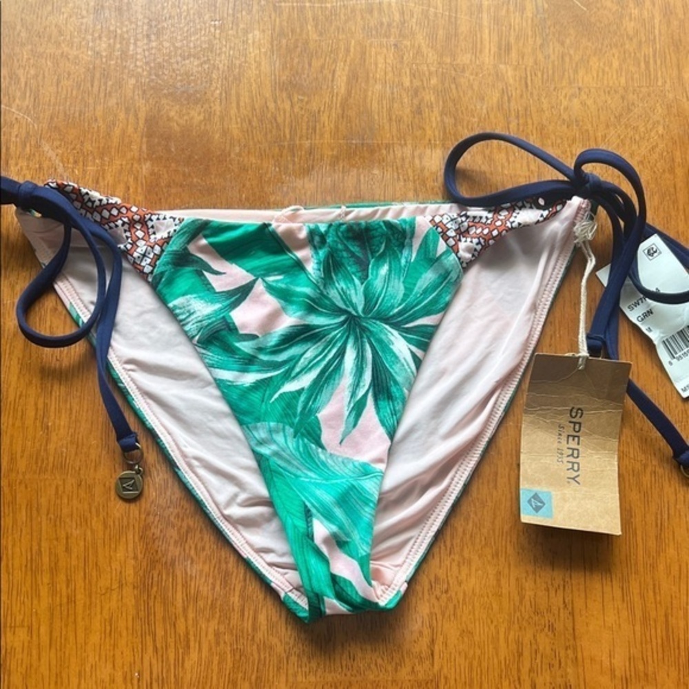 NTW Sperry Tropical Green and Pink Side Tie Bikini Bottom